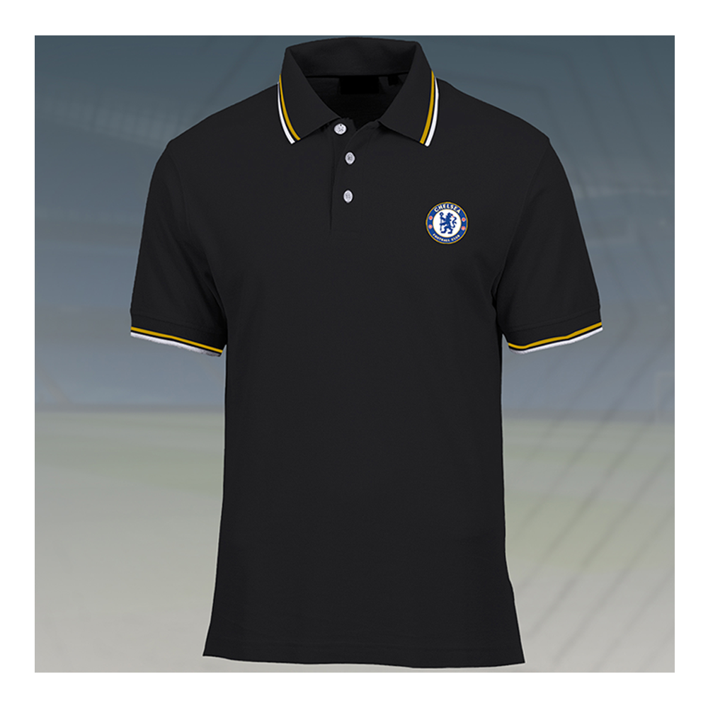 Poly Cotton Chelsea Half Sleeve Polo T-Shirt for Men - Black - CHL23