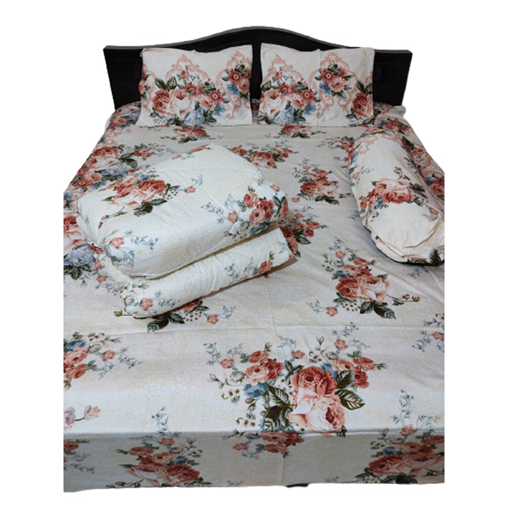 Twill Cotton King Size Five In One Comforter Set White CMT 17   394c87a4 D81e 45ff 97a3 C083440f1564