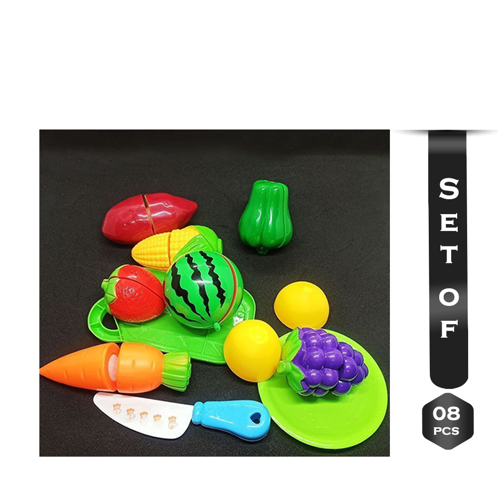 Set of 8 Pcs Play Food Toys Cutting Fruit And Vegetable Cutter Set - Multicolor - 132152273
