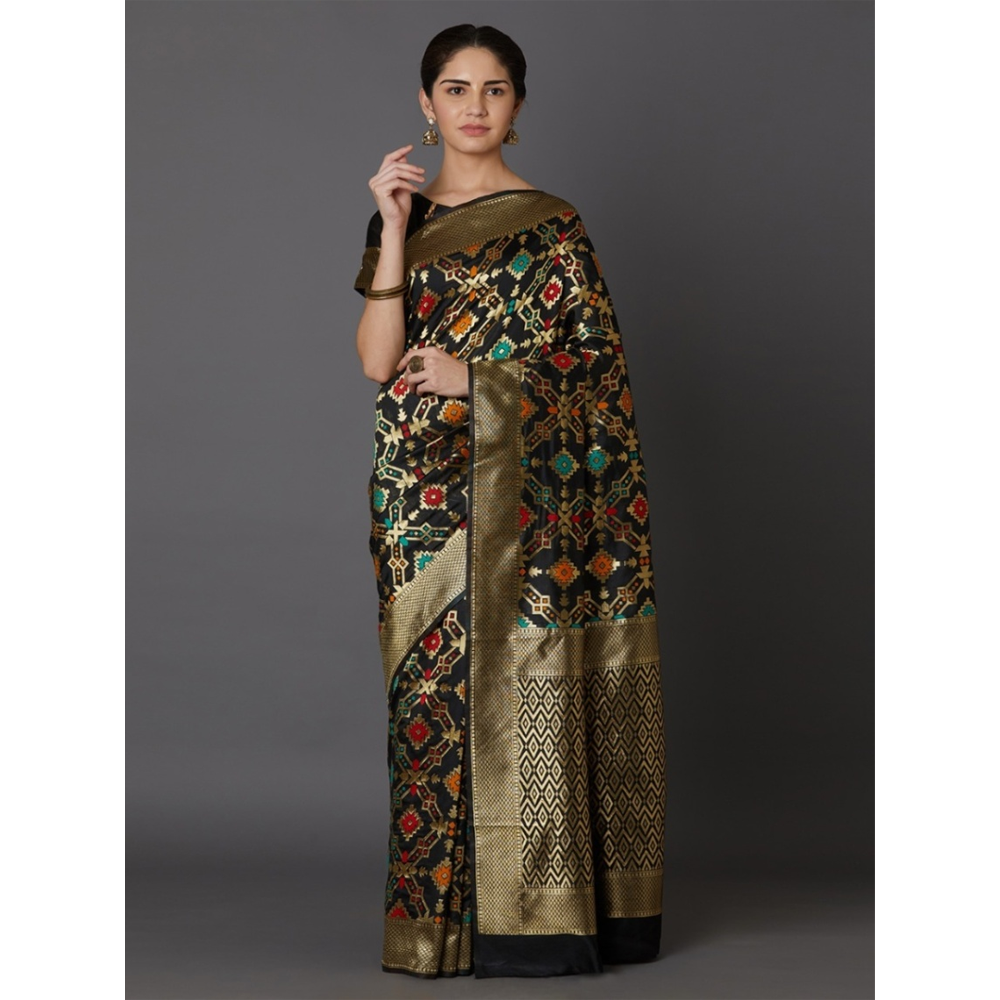 Silk Printed Gorgeous Saree With Blouse Piece For Women - Multicolor - MN-730