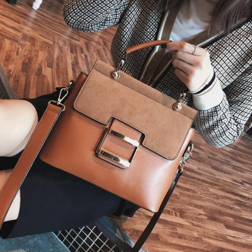 PU Leather Korean Style Shoulder Strap Crossbody Bag For Women