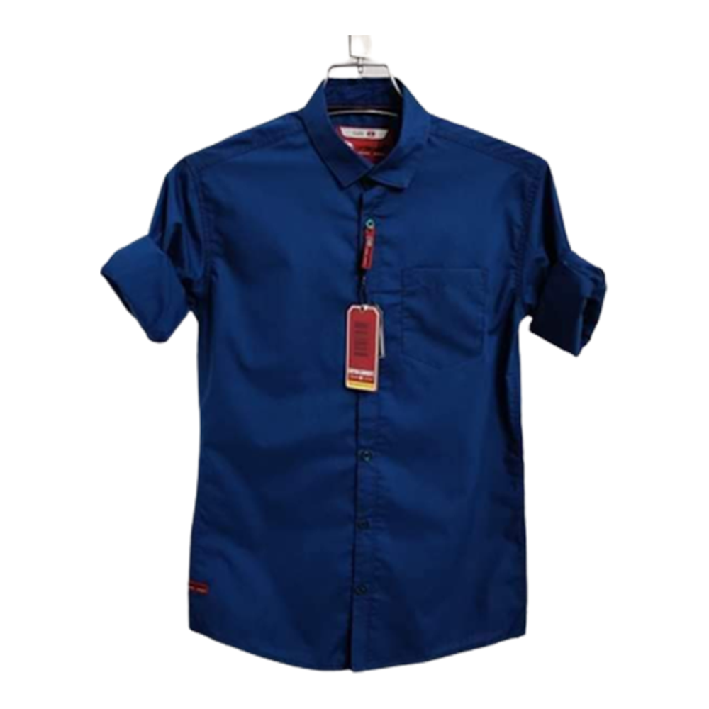 Oxford Cotton Full Sleeve Shirt For Men - Navy Blue - OP56