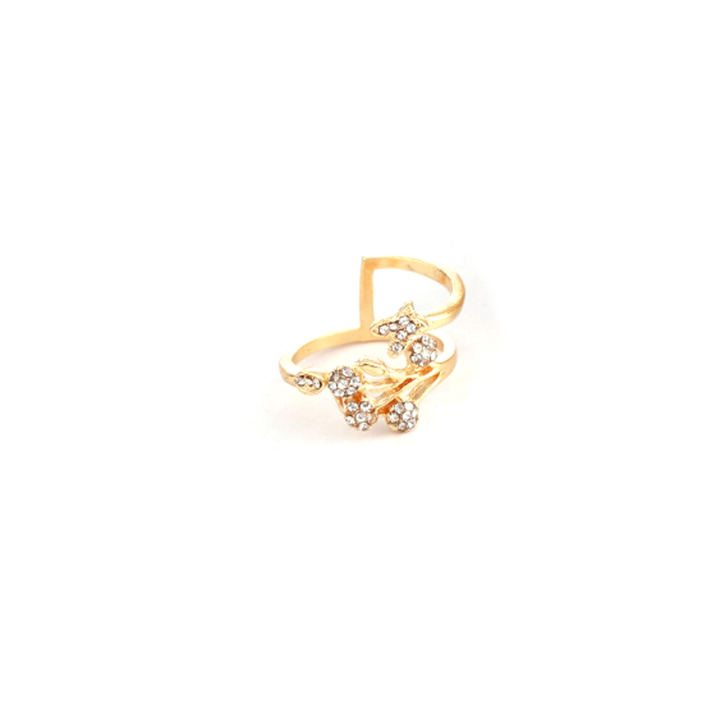 Adjustable Flower Rhinestone Engagement Rings for Women - Rose Gold