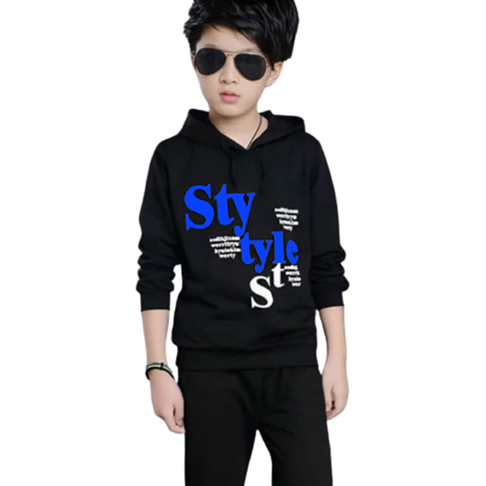 Cotton Winter Hoodie For Kids - Black - BH-03