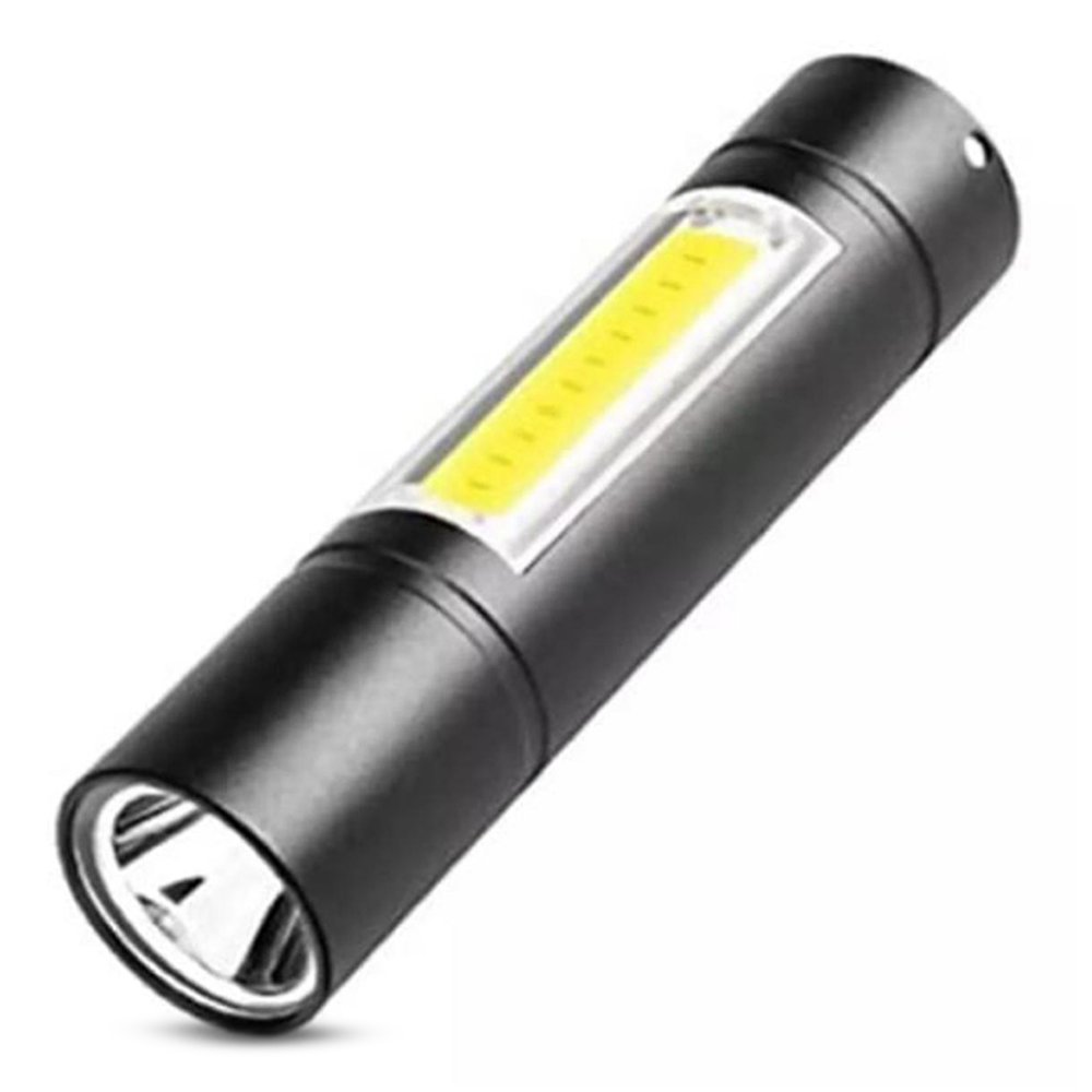 Rechargeable USB Portable Torches 3 Modes Mini Camping Flashlights - Black
