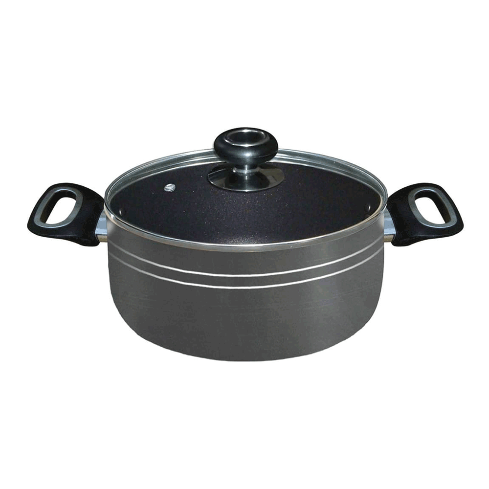 Hands 22cm Nonstick Aluminum Casserole With Glass Lid - Black