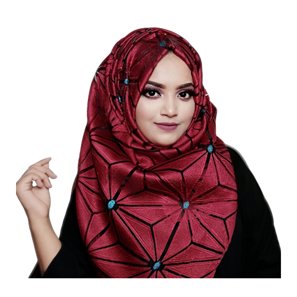 Tissue Cotton Stylish Tissue Net Hijab For Women - Red
