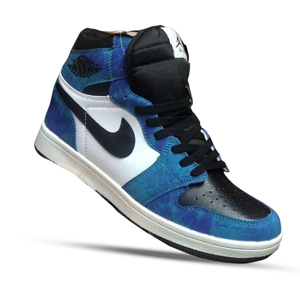 PU Leather Air Jordan 1 Sunflower High Neck Mestercopy 7A Grade Sneakers for Men Blue and White OA0015