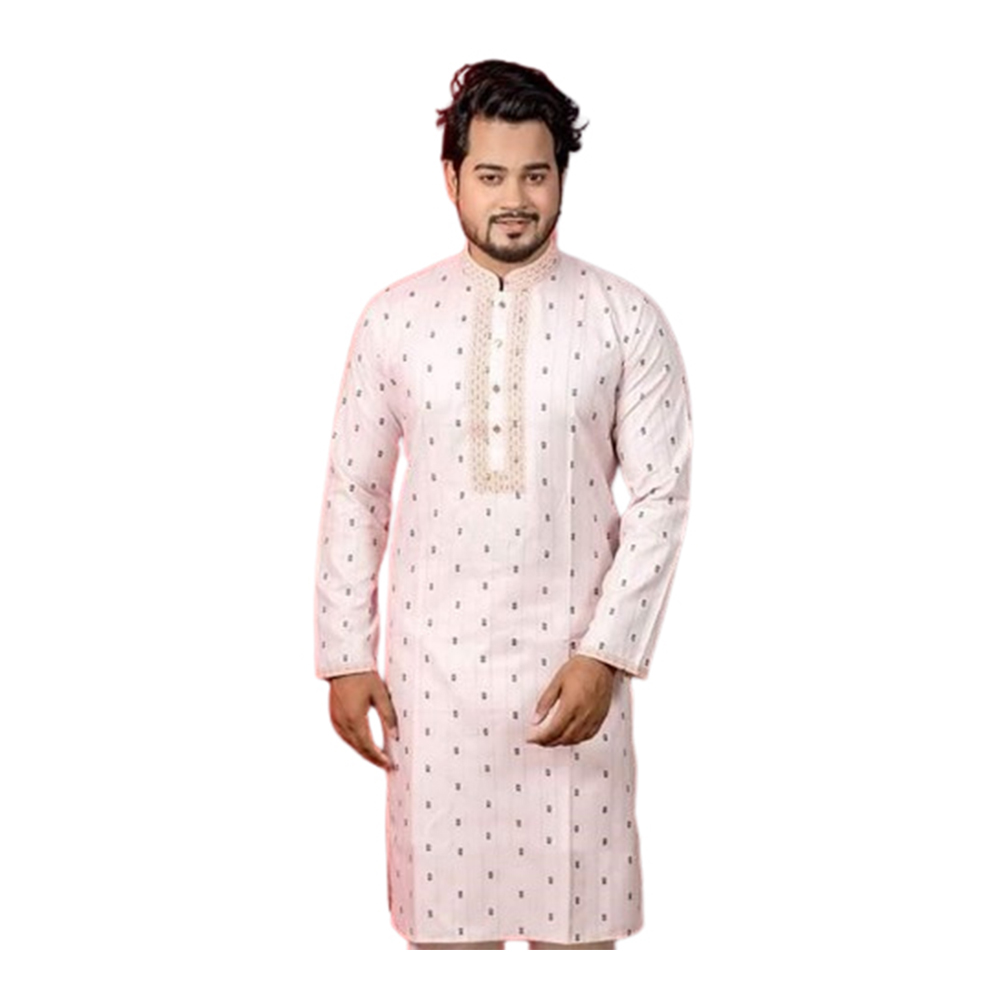 Cotton Embroidery Punjabi For Men - Baby Pink - P-N7