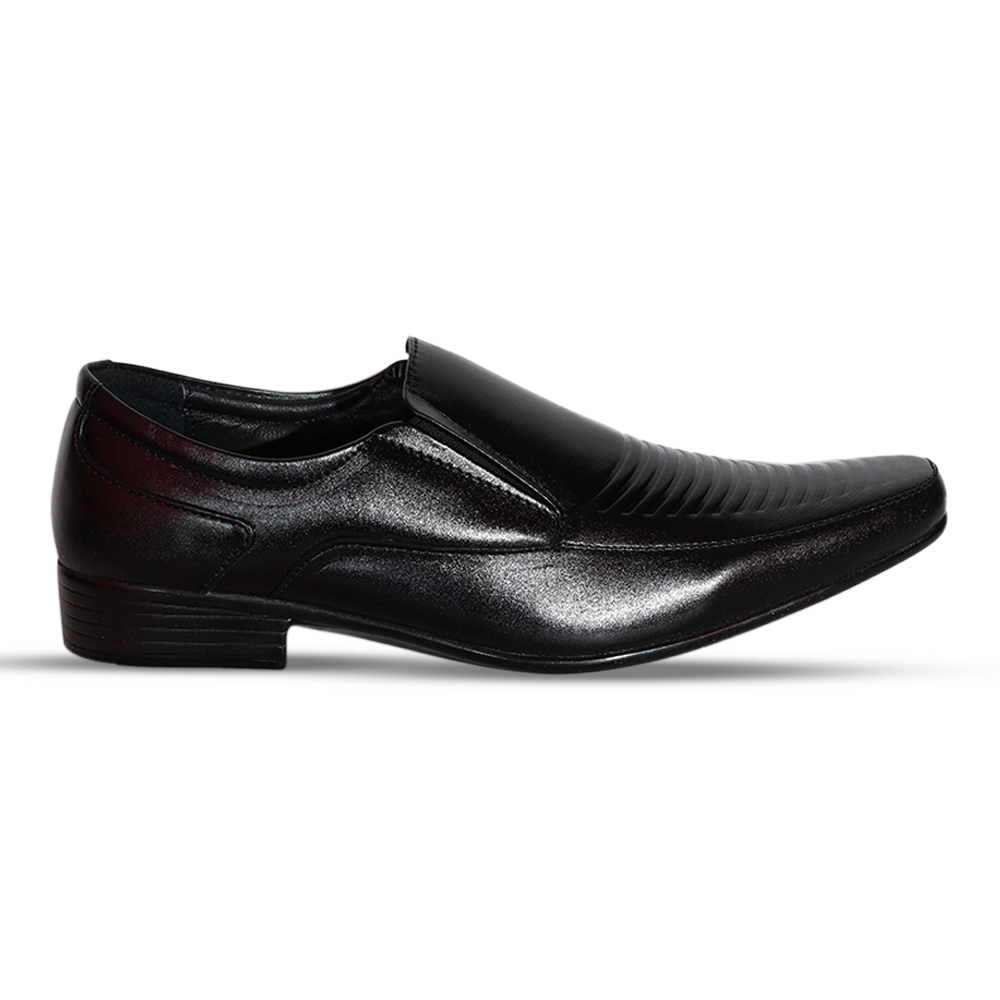 Zays Leather Formal Shoe For Men - Black - SF107