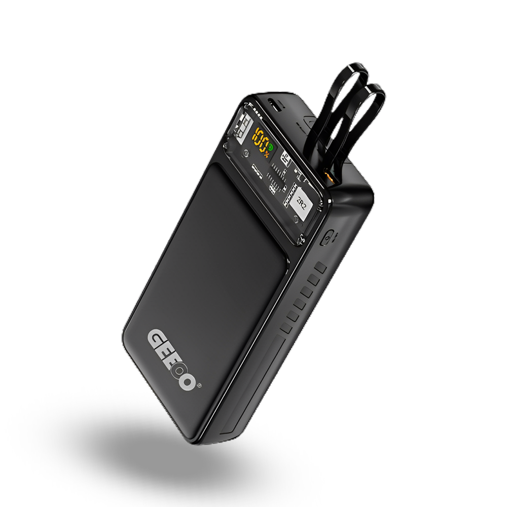 Geeoo P410 PD-22.5W LCD Electricity Display Power Bank - 20000 mAh - Black