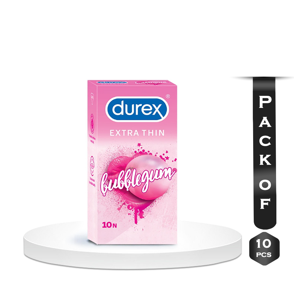 Pack of 10 Pieces Durex Extra Thin Bubblegum Condom