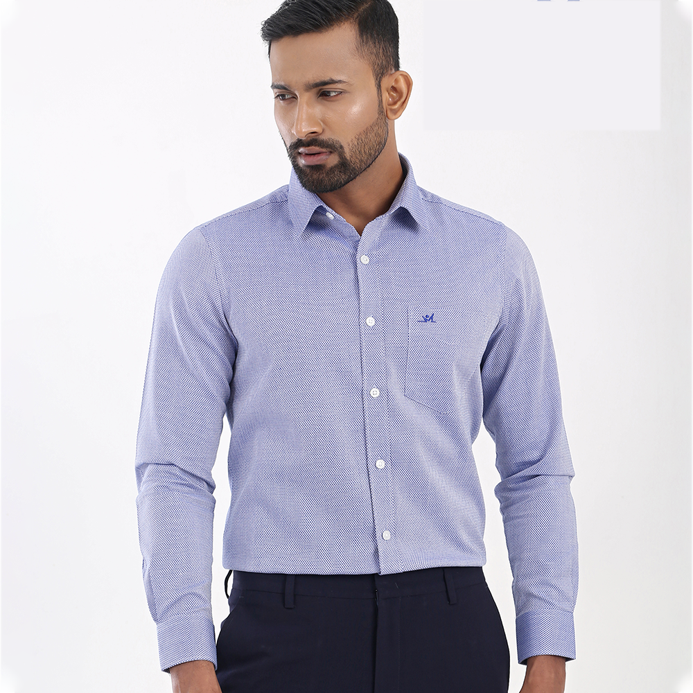 Fine Cotton Full Sleeve Formal Shirt For Men - Deep Royalblue - Ab