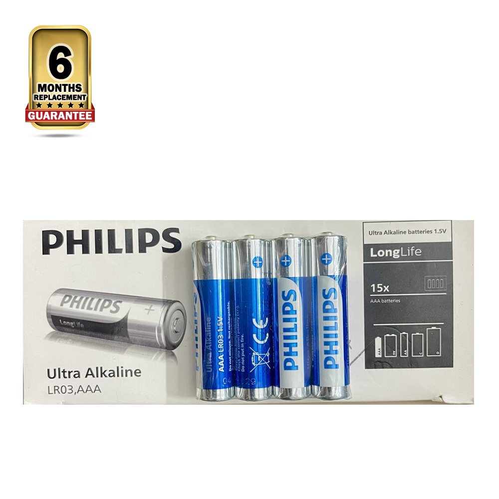 Pack Of 4Pcs Philips LR6E4F-70 Ultra Alkaline AA Battry For Toys and Wall Clock - 2500Mah