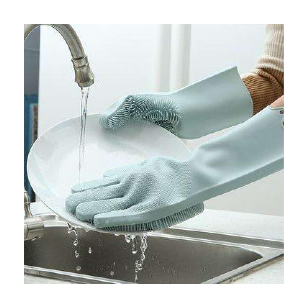 1 Pair Silicone Gloves Kitchen Cleaning Dishwashing Gloves Magic