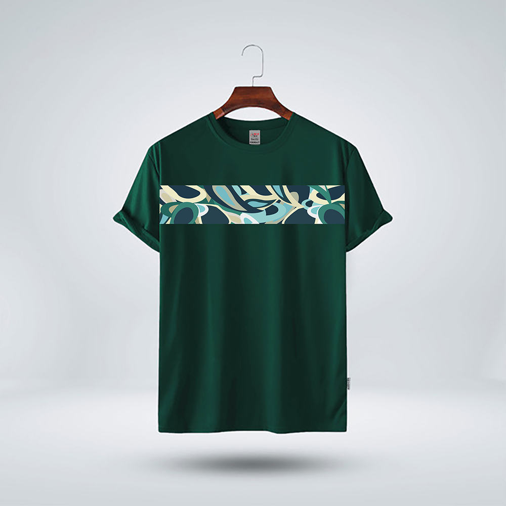 Cotton Printed Half Sleeve T-Shirt for Men - Green