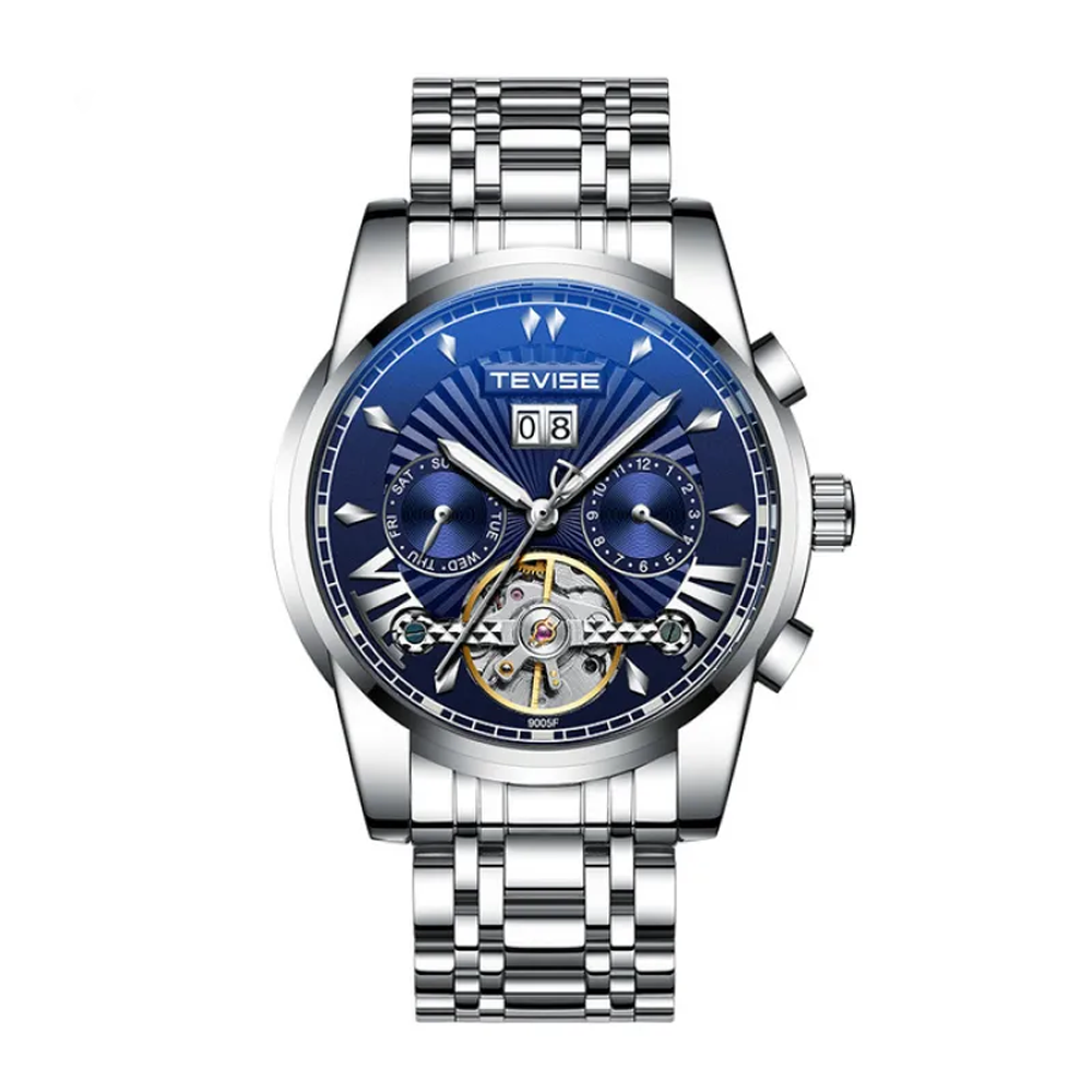 Tevise T9005F Stainless Steel Mechanical Watch Men - Silver