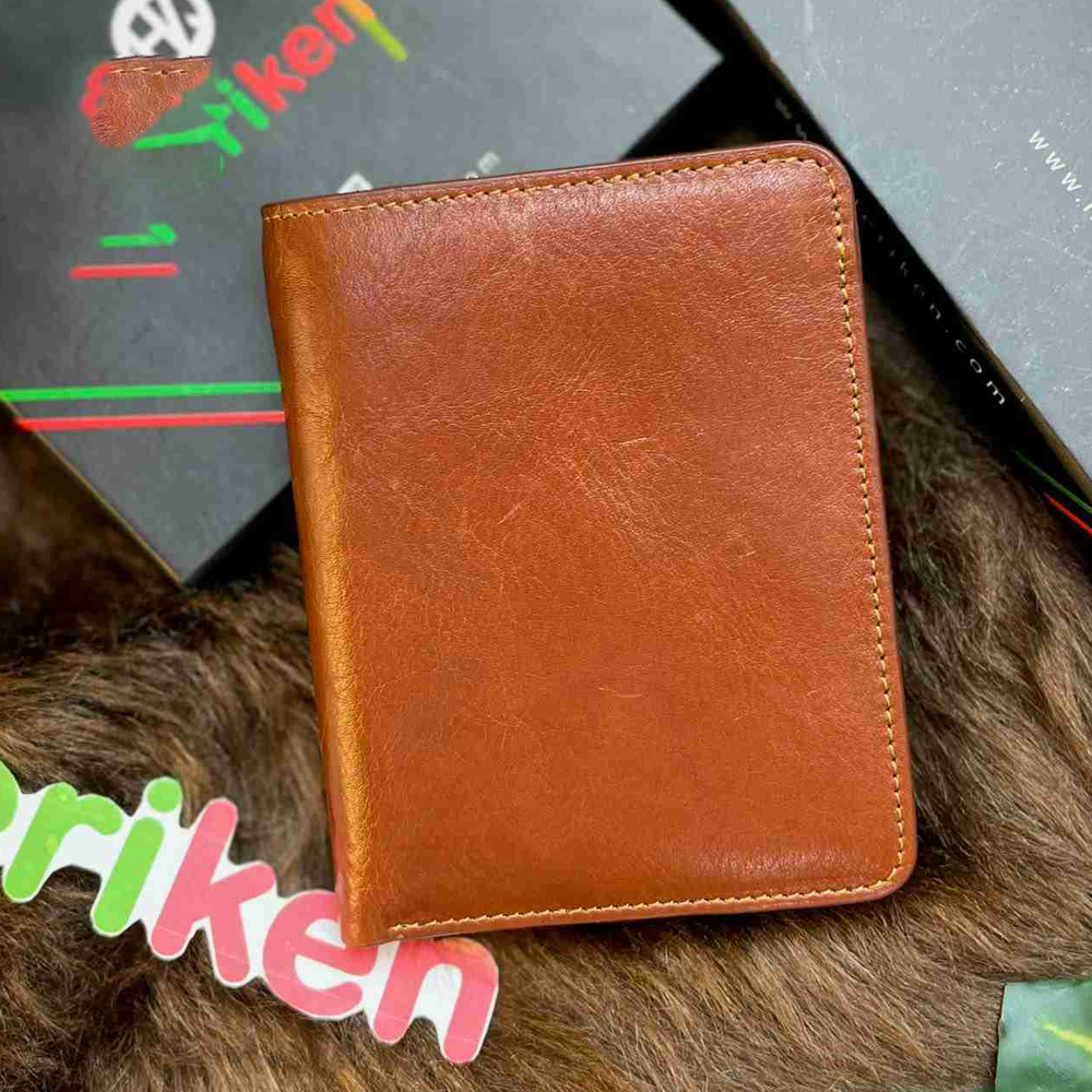 Leather Oil Pull-Up Wallet for Men - Brown - 54548