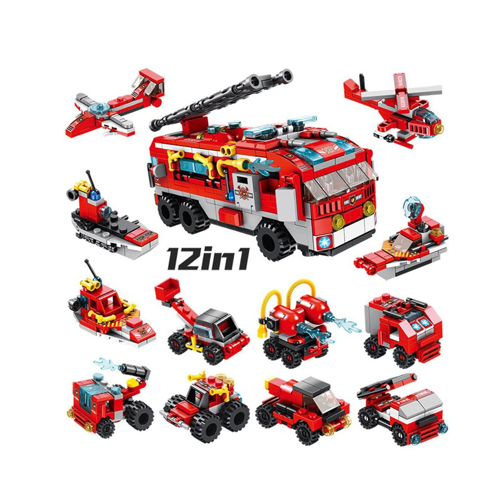 City Fire Truck 12 In 1 Lego Building Blocks Toys For Kids