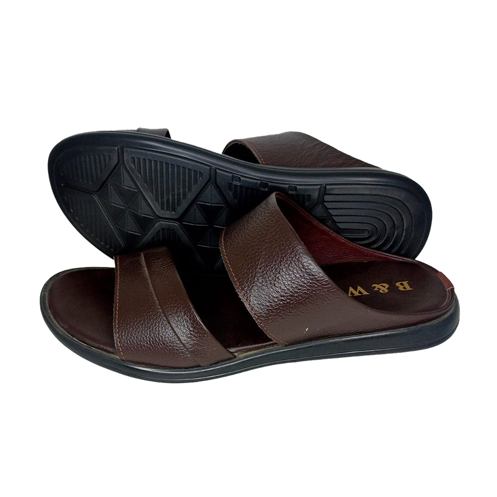 B&W Leather Sandal For Men - Chocolate - BW10383