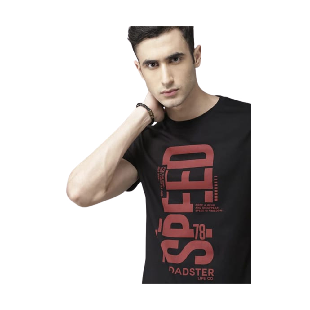 Cotton Half Sleeve T-Shirt for Men - Black - TS-34