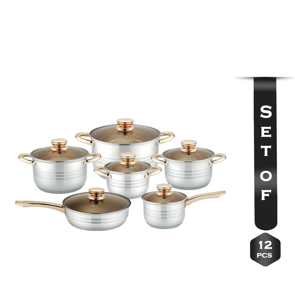 Set of 12Pcs Kaisa Villa KV-6618 Stainless Steel  9 Layer Cookware Set