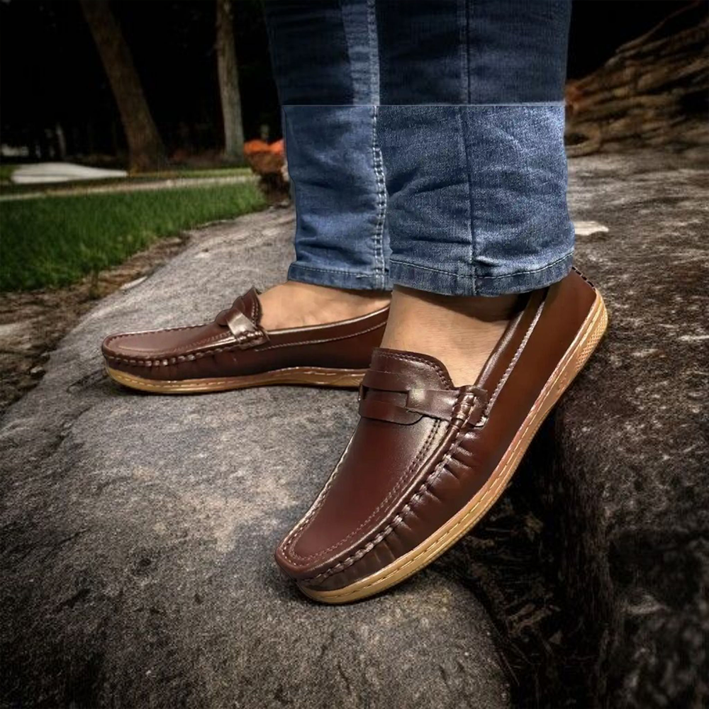 PU Leather Loafer Shoes for Men - Chocolate