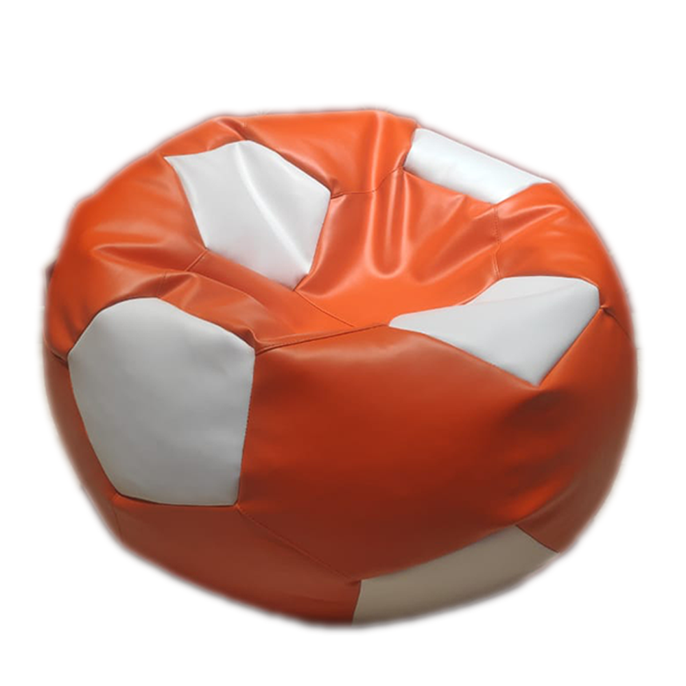 Leather Football Shape Bean Bag - XXL - Orange and White - AFL2OW