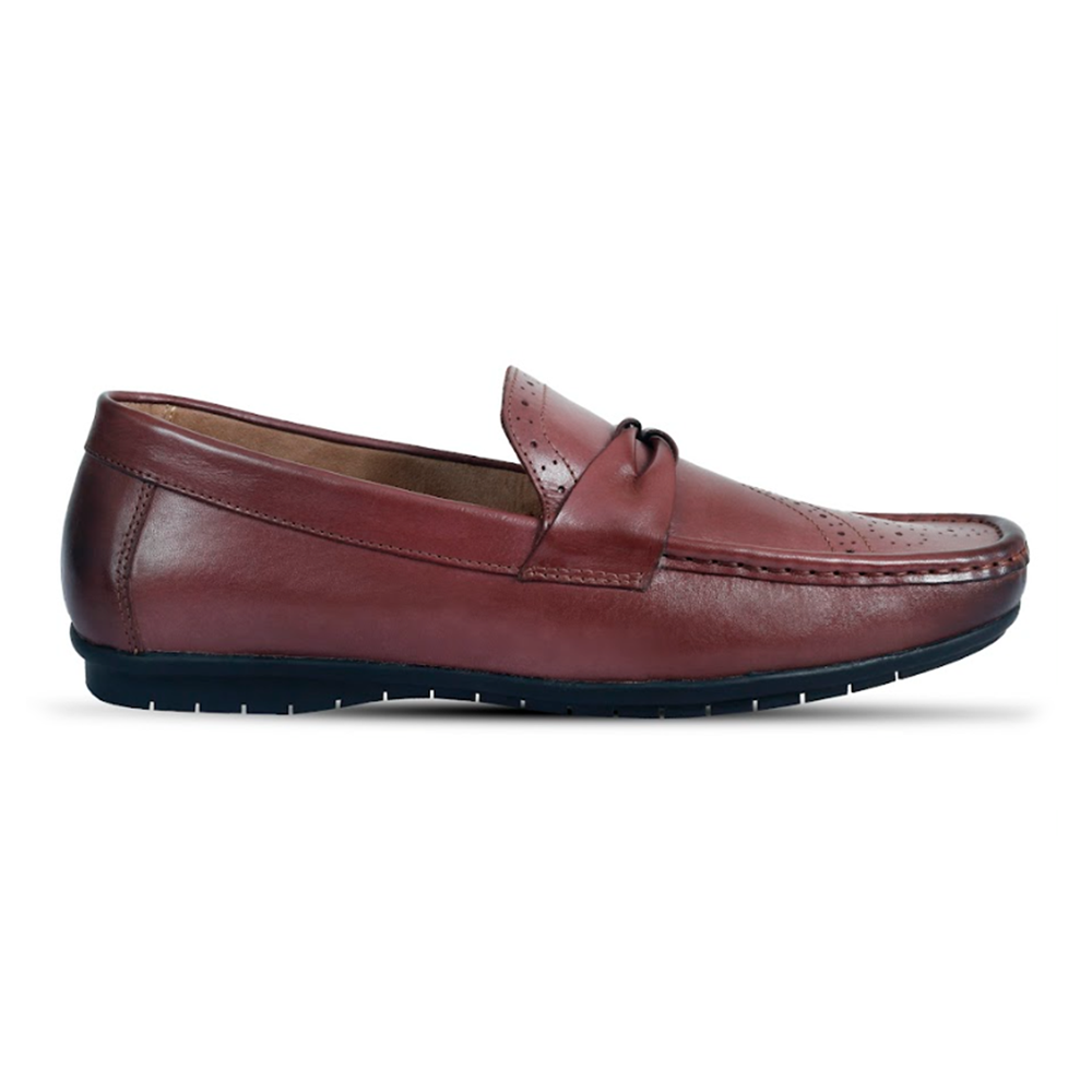 Handmade Leather Moccasin for Men - Burgundy - X-05