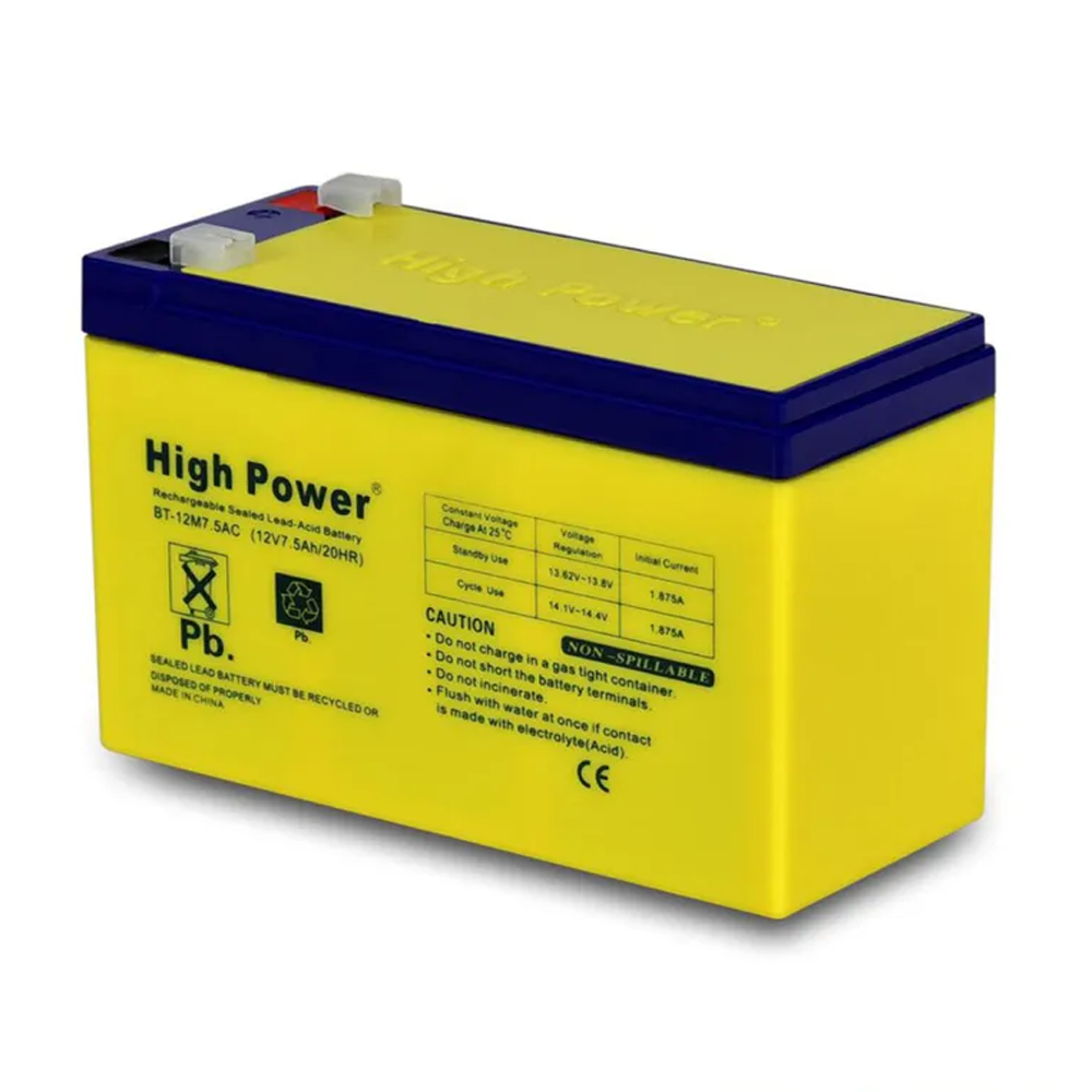 High Power BT-17M7.5AC Rechargeable Sealed Lead-Acid Battery - 12V
