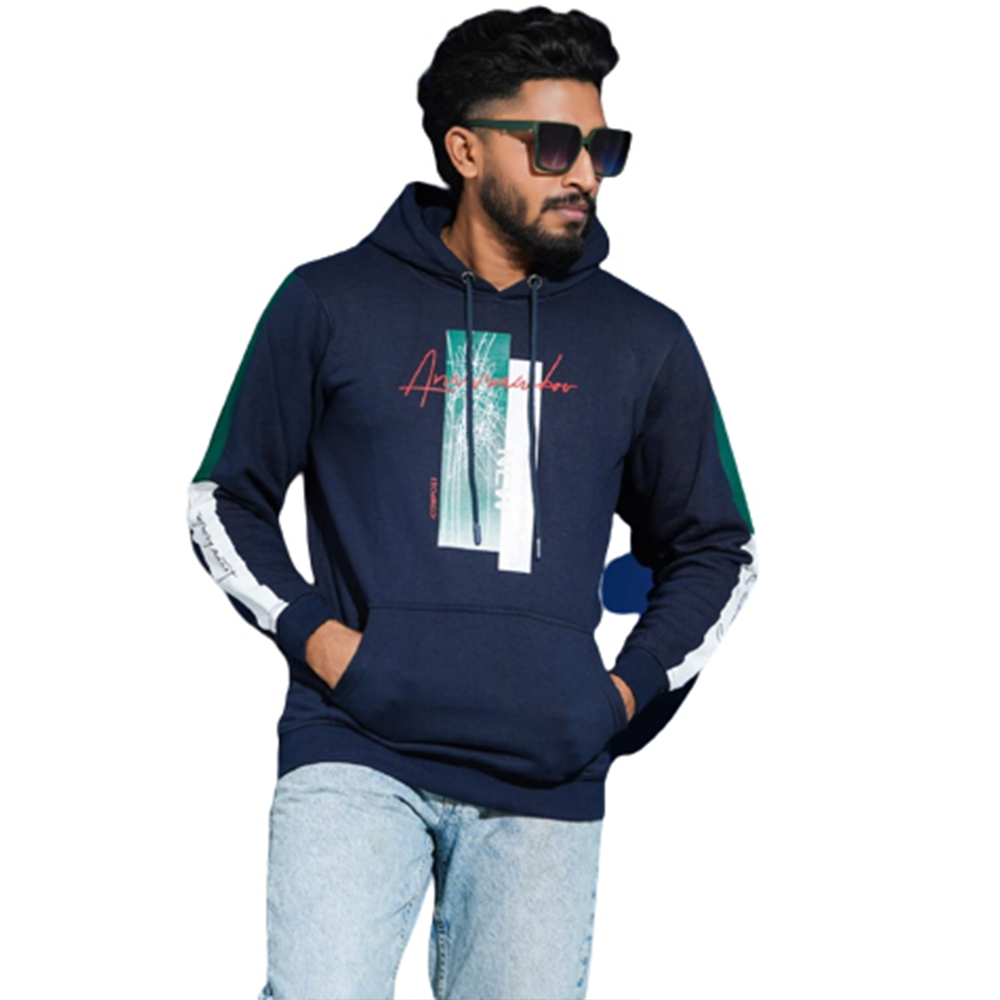 Cotton Hoodie For Men - Blue - H-181