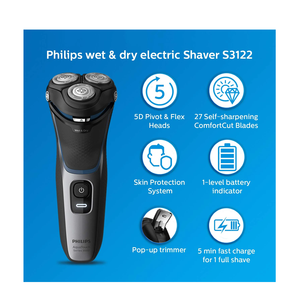 Philips Afeitadora AquaTouch Shaver Serie 3000 S3122/51