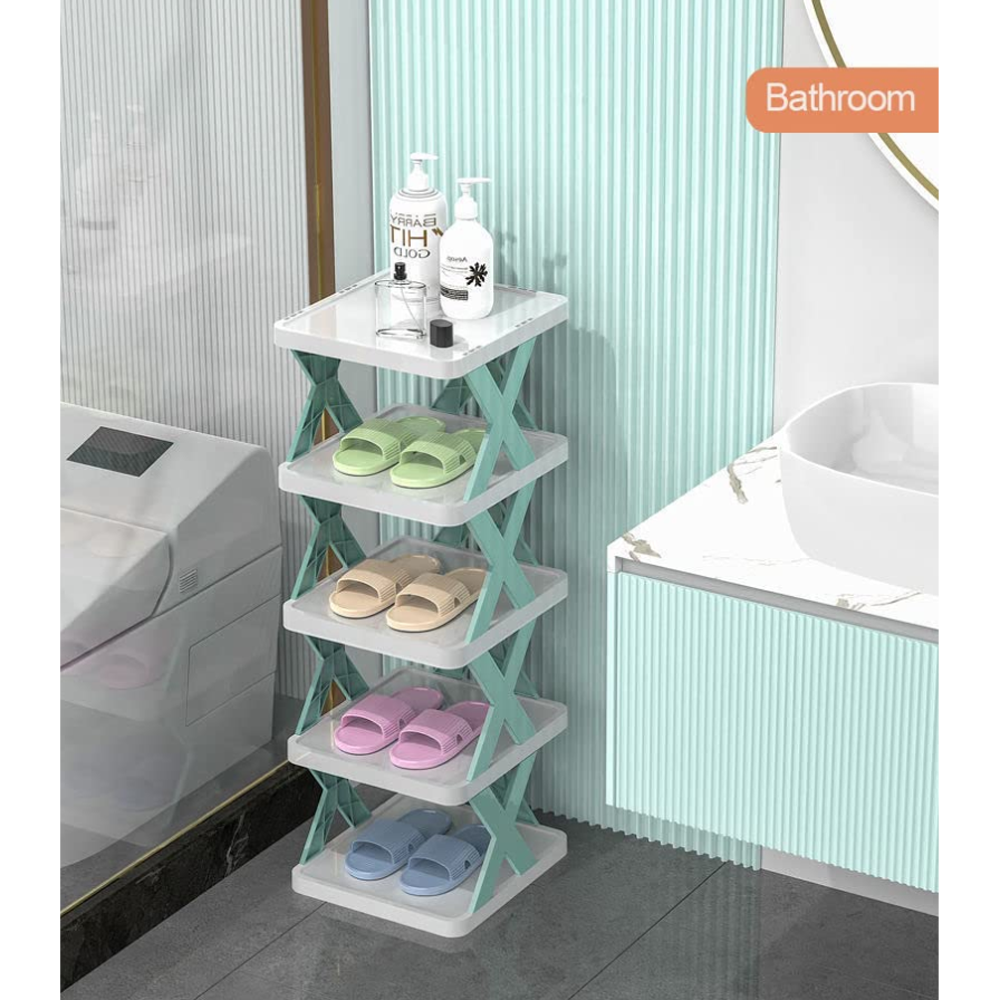 5 Stage Shoe Rack - White and Green