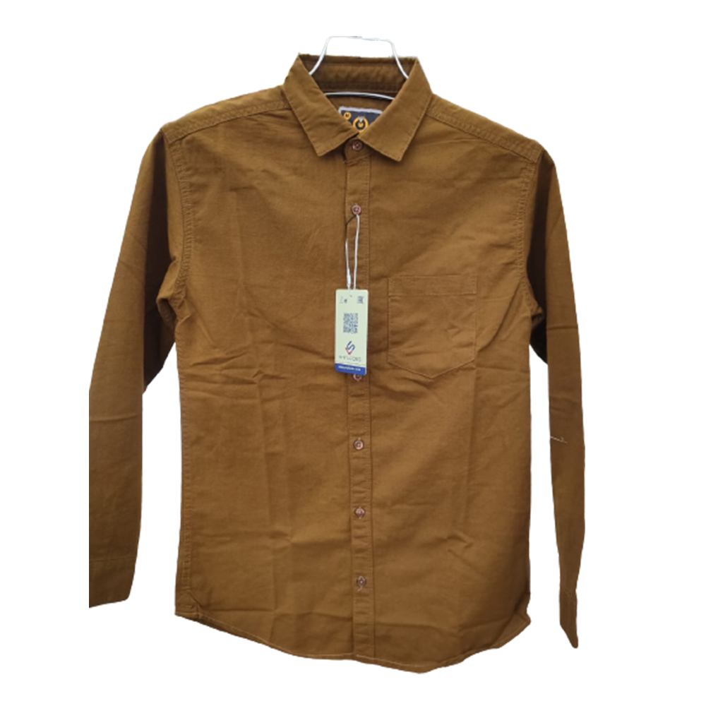 Oxford Cotton Full Sleeve Shirt For Men - Brown - OP70