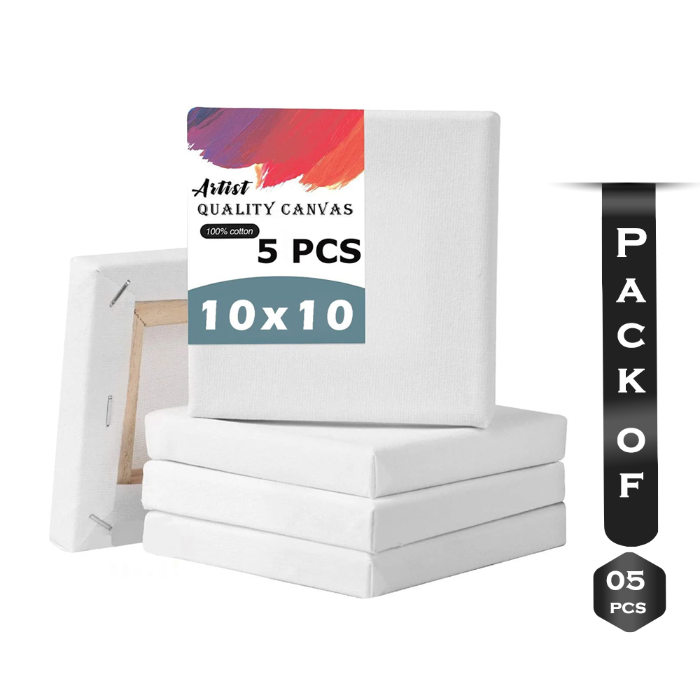 Papertree Premium White Canvas - 10X10 Inch – 5 Pcs