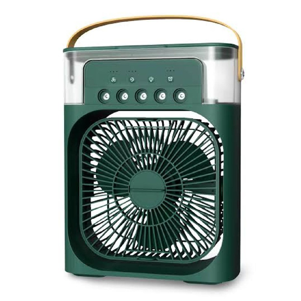 Disnie Rechargeable Portable Mini Air Cooler Fan With Water Mist and LED Light - Green