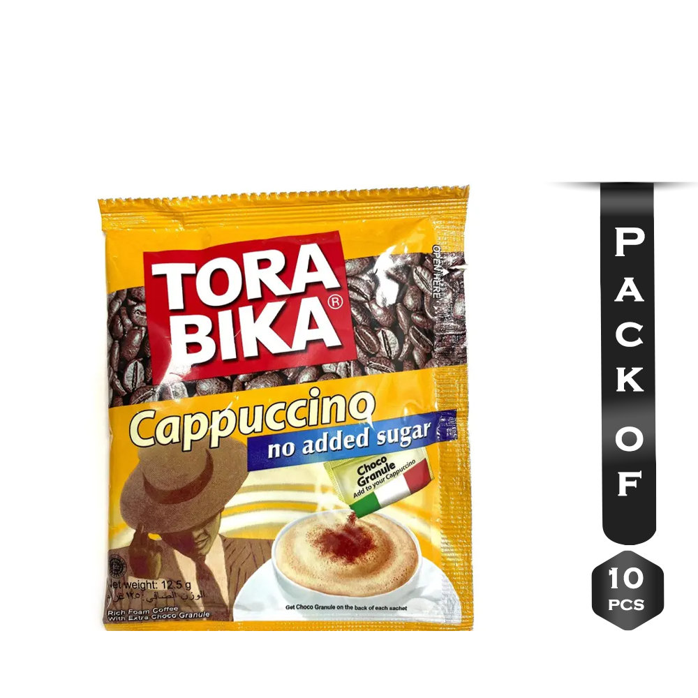 Pack of 10Pcs Tora Bika Sugar Free Cappuccino Coffee - 12.5gm