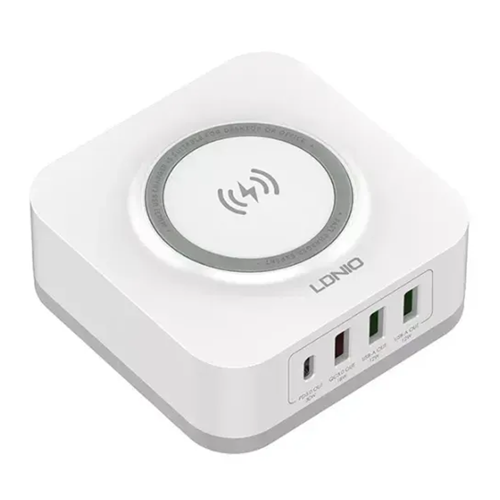 Ldnio AW004 4 USB Port Fast Wireless Charger - 32W - White