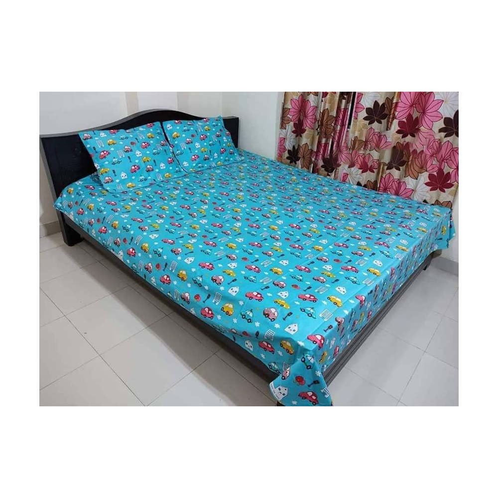 King Size Cotton Twill Bedsheet - BT-142 - Multicolor