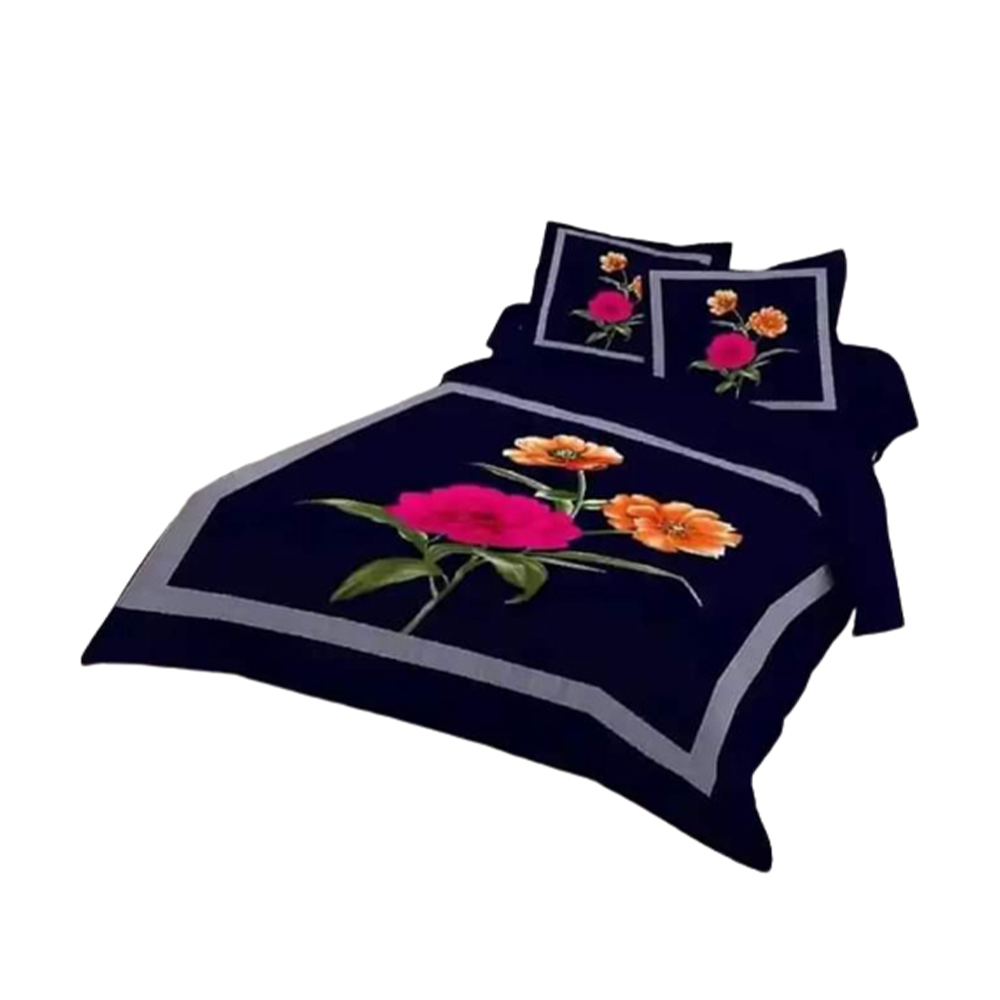 Cotton Panel King Size Bedsheet - Black - ST-299