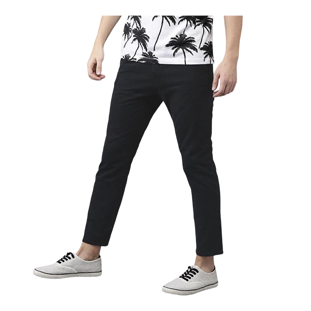 Cotton Chinos Gabardine Pant For Men - Deep Black - NZ-3142