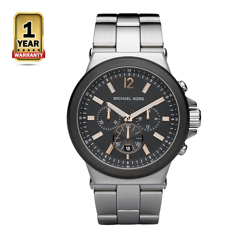 Michael Kors MK8151 Wyatt Stainless Steel Quartz Wristwatch For Men - Black and Silver