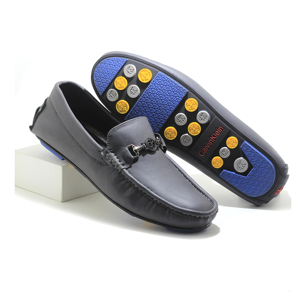 PU Leather Loafer Shoe For Men - Gray	- IN408