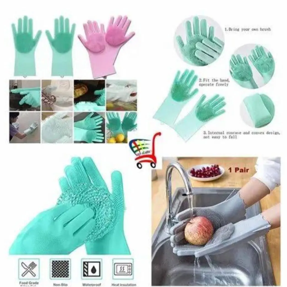 Silicone Magic Dish Washing Gloves For Kitchen - 1 Pair