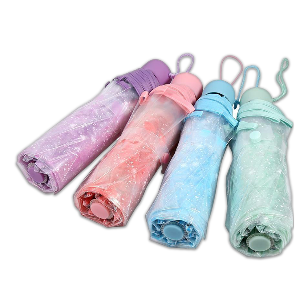 Transparent 3-Fold Imported Umbrella - Multicolor