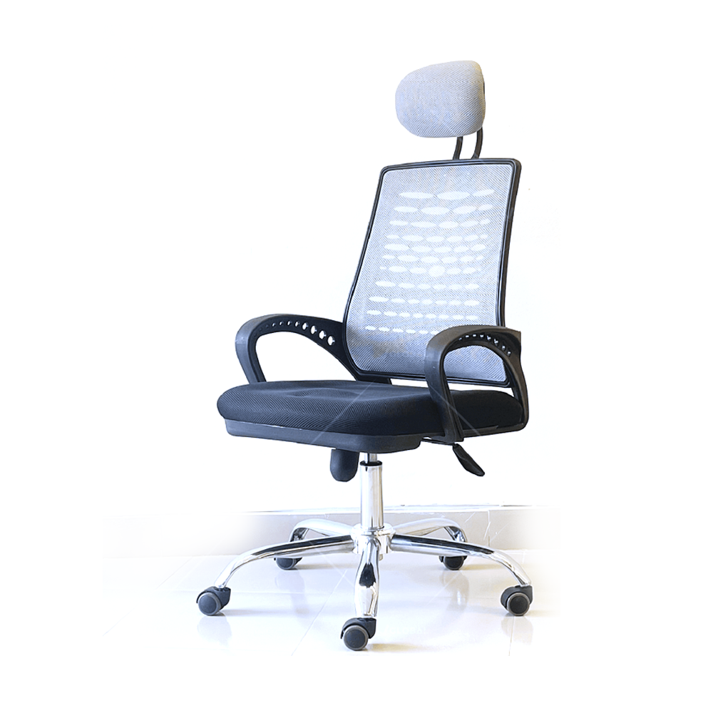 Fabric and Plastic Comfort Executive Chair - Gray and Black