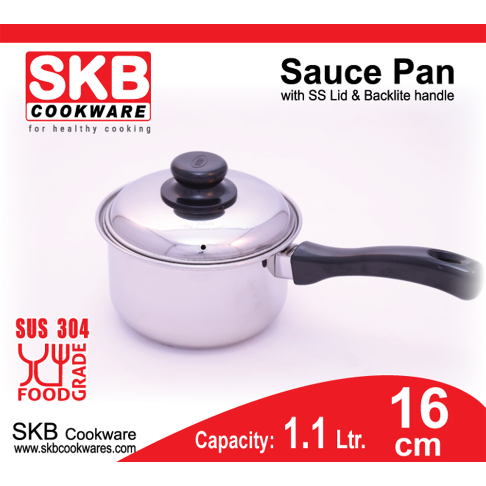 Sauce Pan with Bakelite Long Handle - 16 cm - 1.1 Liter - Pot 1009