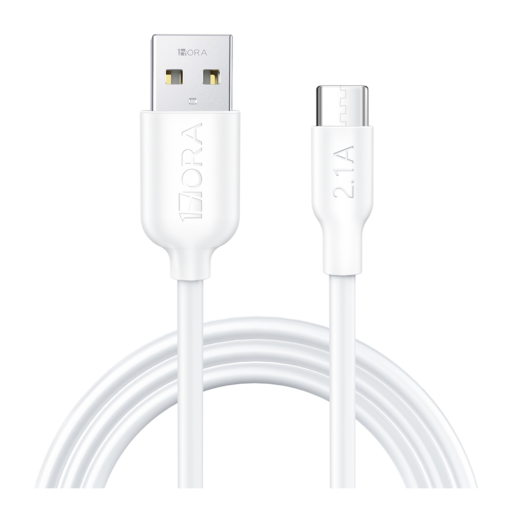 1Hora V8 Series Micro USB to Type C Cable - 2M - White - CAB246B