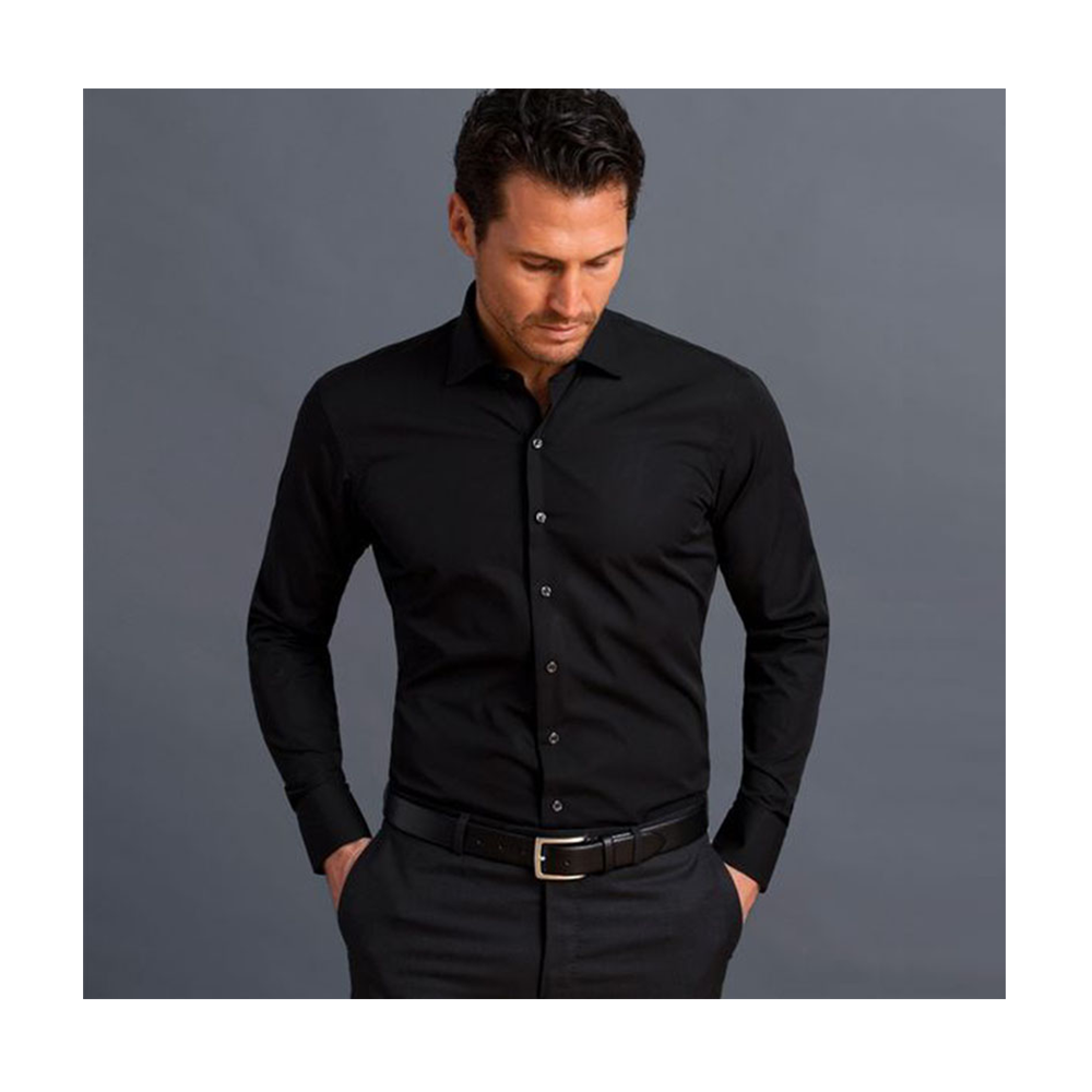 Black Cotton Full Sleeve Formal Shirt For Men