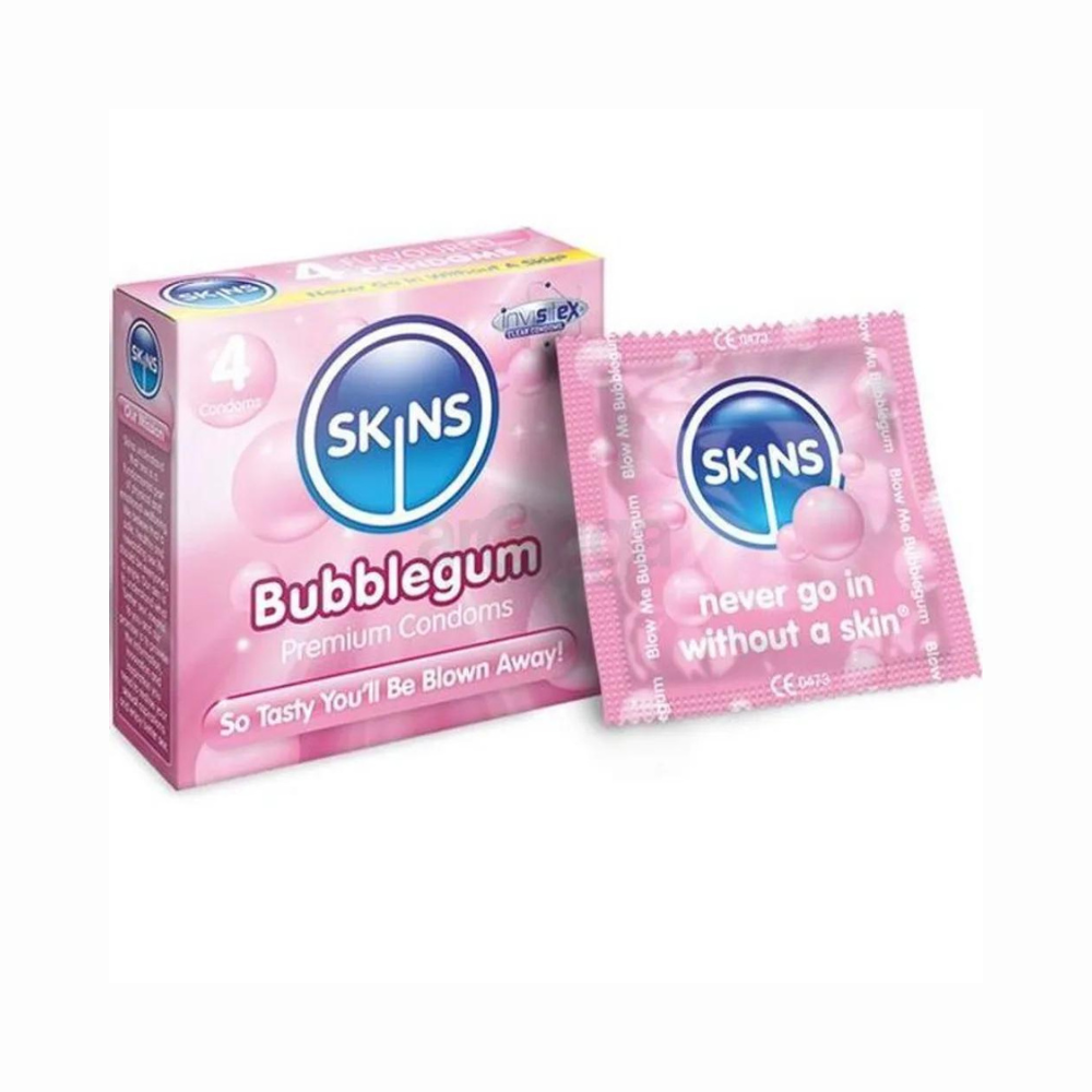 Skin Bubblegum Flavoured Condoms - 4 Pcs Pack